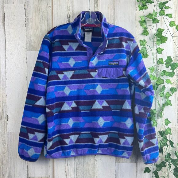 Patagonia Women's Synchilla Purple/Blue Fleece Snap T Pullover Size small - Picture 2 of 11